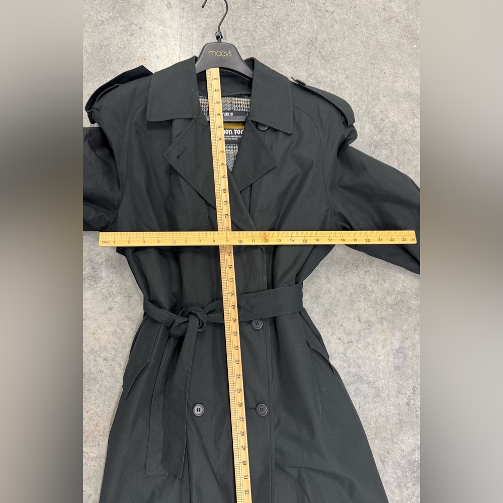 London Fog Black Double-Breasted Trench Coat with Belt - Picture 5 of 8